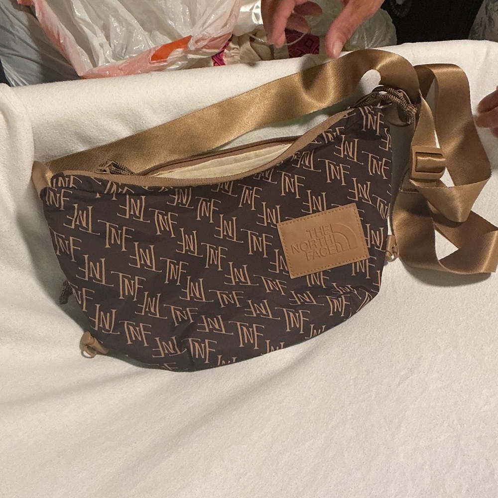 The North Face Tan and Brown Logo Crossbody Bag